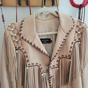 Patricia Wolf Leather Jacket , hand painted, Medium